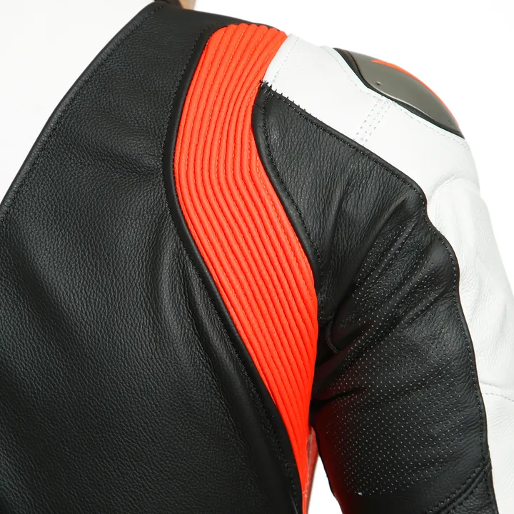 Lederkombi perf. 1-tlg. LAGUNA SECA 5 schwarz-weiss-rot fluo