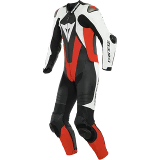 Lederkombi perf. 1-tlg. LAGUNA SECA 5 schwarz-weiss-rot fluo