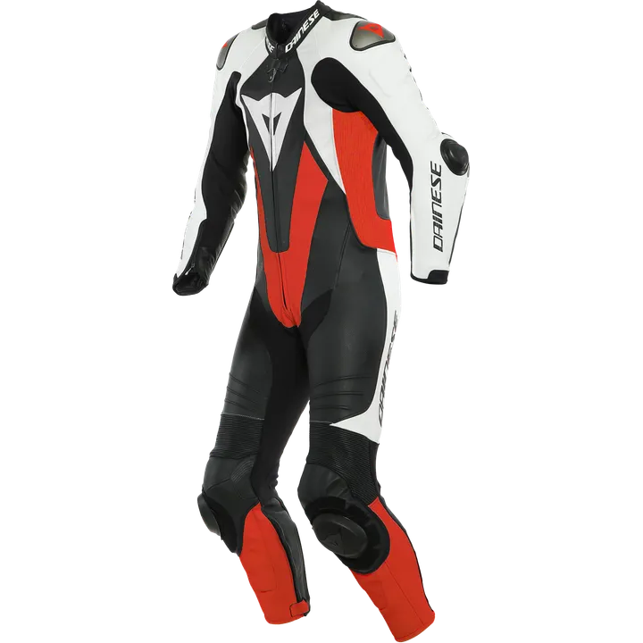 Lederkombi perf. 1-tlg. LAGUNA SECA 5 schwarz-weiss-rot fluo