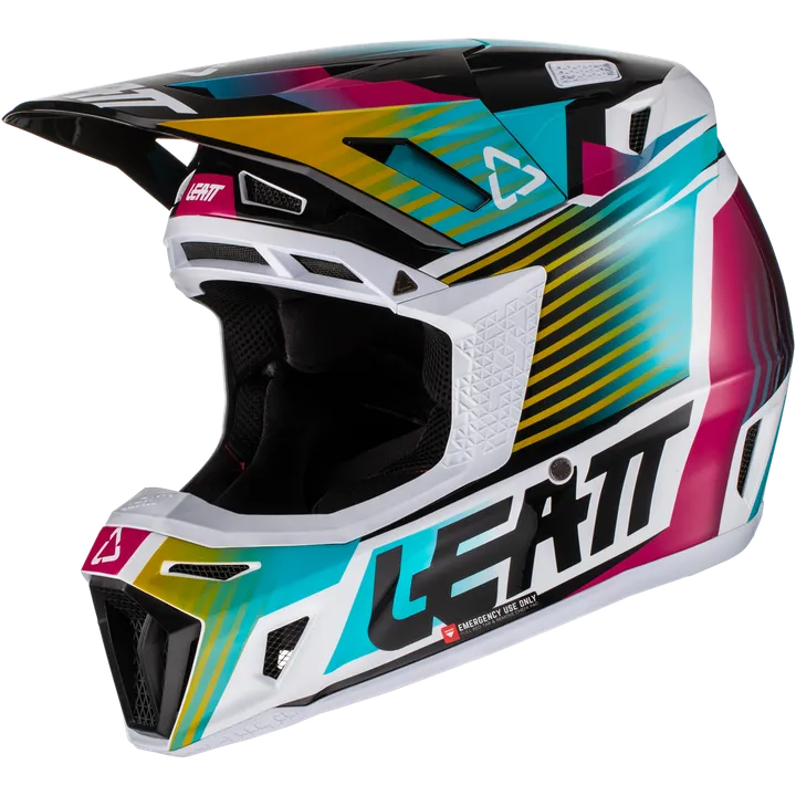 Casque avec lunettes de protection 8.5 V22 Aqua/Royal turquoise-blanc-jaune