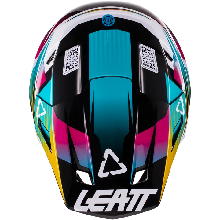 Casque avec lunettes de protection 8.5 V22 Aqua/Royal turquoise-blanc-jaune