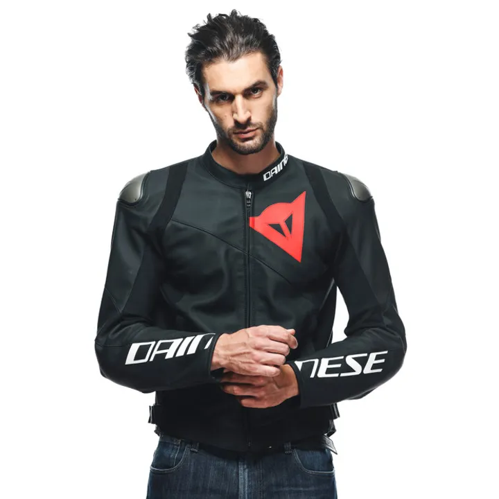 Lederjacke Sportiva schwarz matt-schwarz