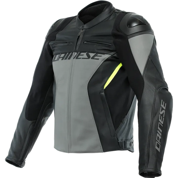 Lederjacke Racing 4 grau-schwarz