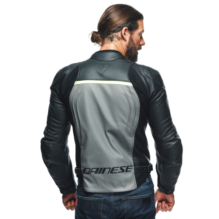 Lederjacke Racing 4 grau-schwarz