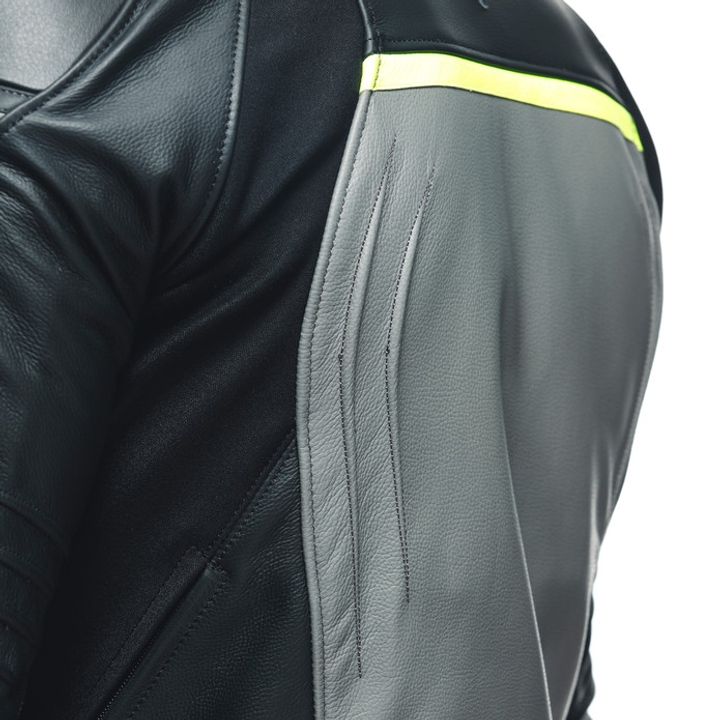 Lederjacke Racing 4 grau-schwarz
