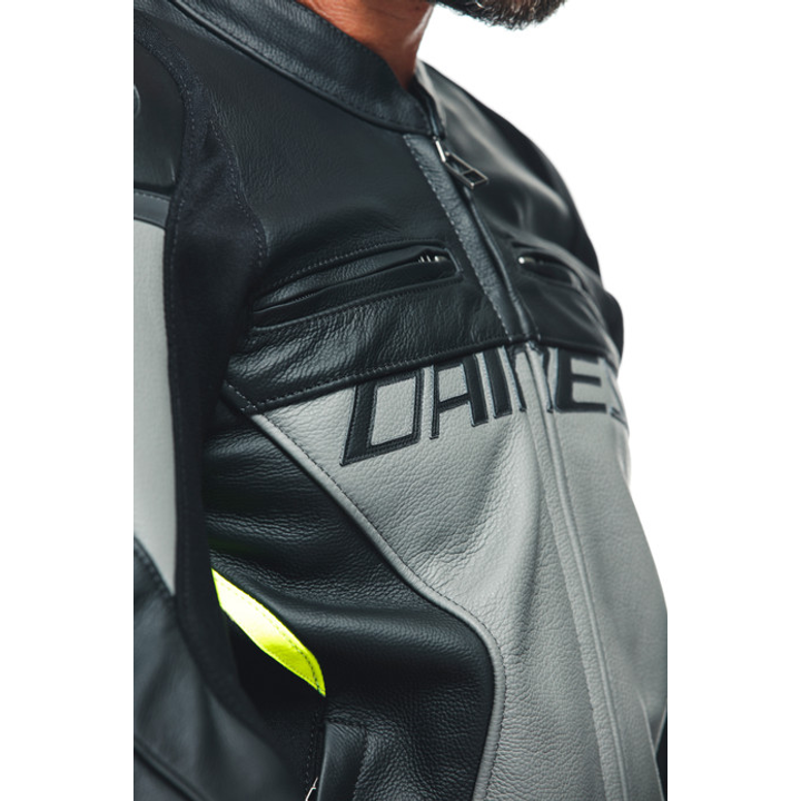 Lederjacke Racing 4 grau-schwarz