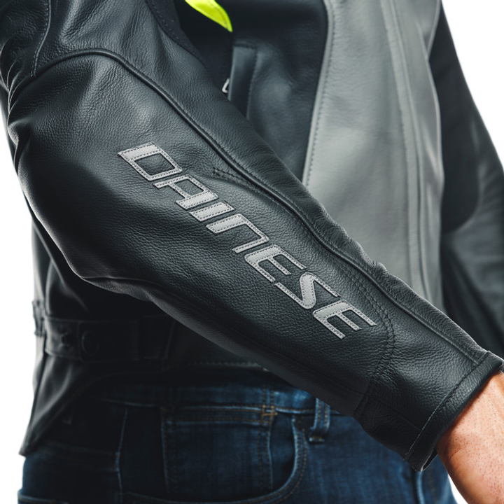 Lederjacke Racing 4 grau-schwarz