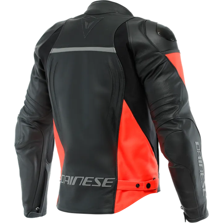 Veste en cuir Racing 4 noir-fluo rouge