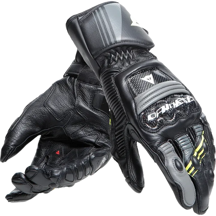 Gants en cuir Druid 4 noir-gris-fluo jaune