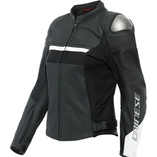 Femmes Veste en cuir Rapida noir mat-blanc