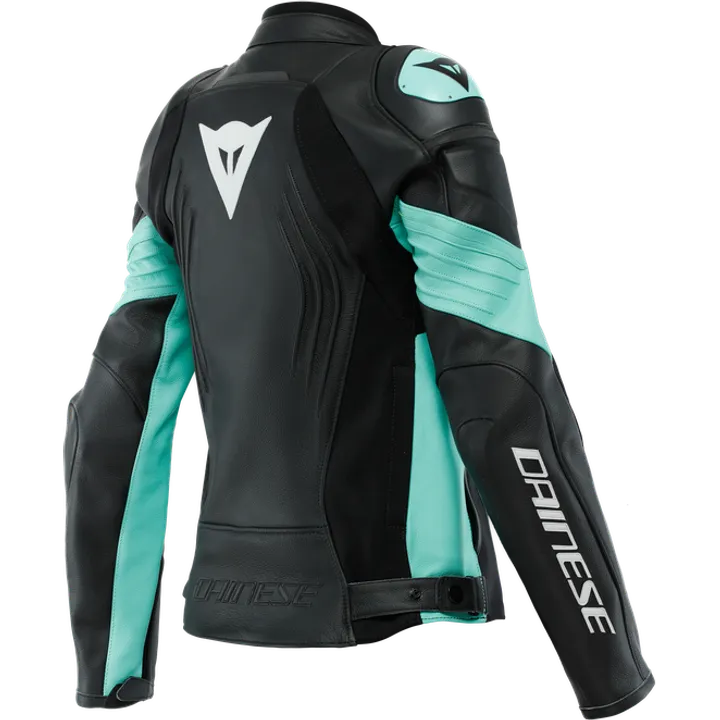Femmes Veste en cuir Racing 4 noir-turquoise
