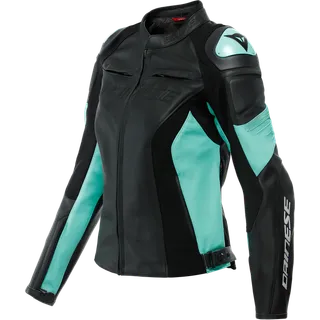 Damen Lederjacke Racing 4 schwarz-fluo rot