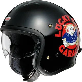 Casque jet J-O The Lucky Cat Garage TC-5 noir-gris-rouge