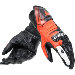 Lederhandschuhe Carbon 4 Lang schwarz-fluo rot-weiss