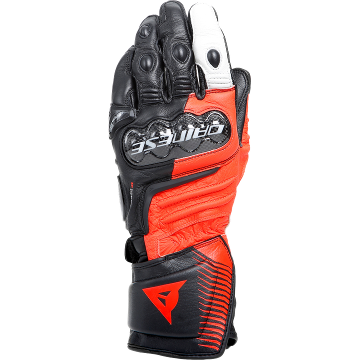 Lederhandschuhe Carbon 4 Lang schwarz-fluo rot-weiss