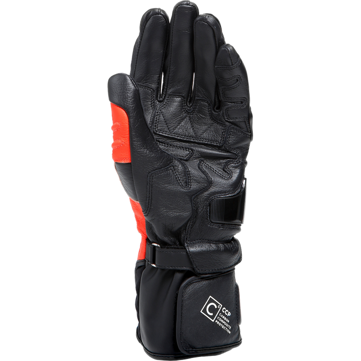 Lederhandschuhe Carbon 4 Lang schwarz-fluo rot-weiss