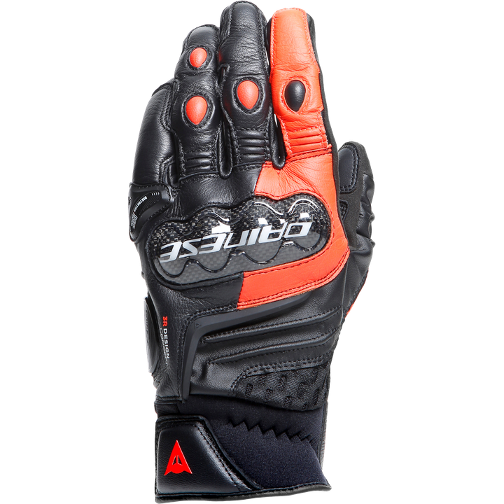 Gants en cuir Carbon 4 court noir-fluo rouge