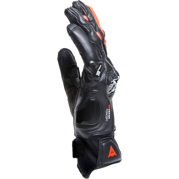 Gants en cuir Carbon 4 court noir-fluo rouge
