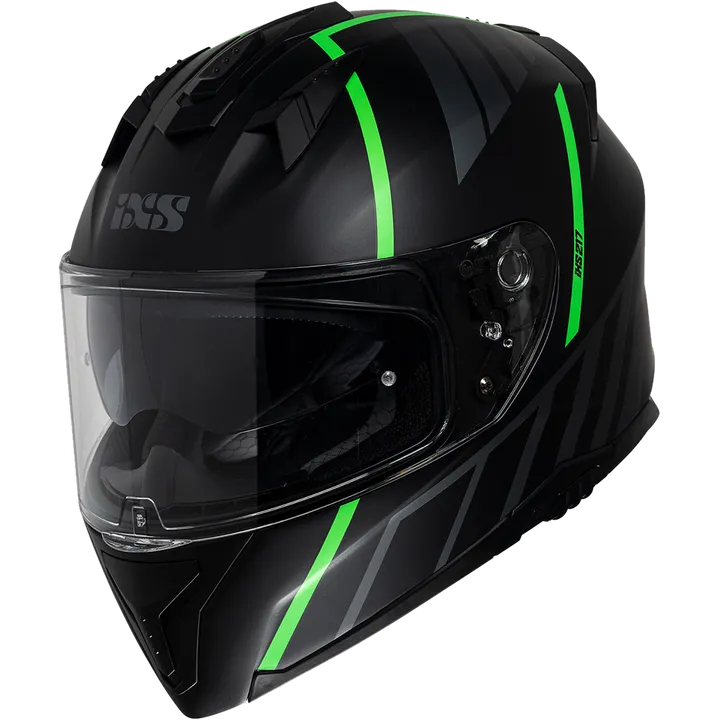 Casque intègrale iXS217 2.0 noir mat-vert fluo