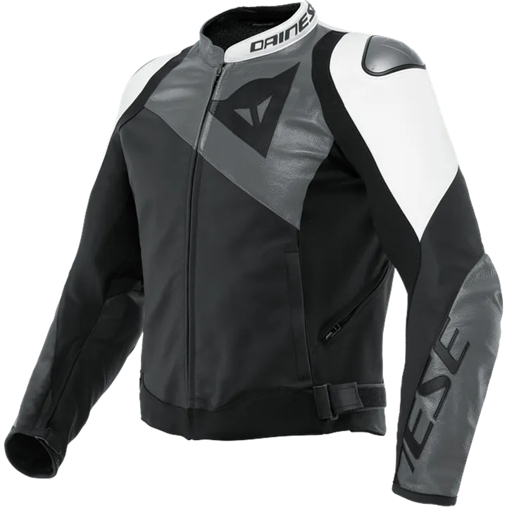 Veste en cuir Sportiva mat noir-anthracite-blanc