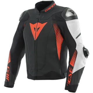 Lederjacke Perf. Super Speed 4 schwarz matt-weiss-fluo rot