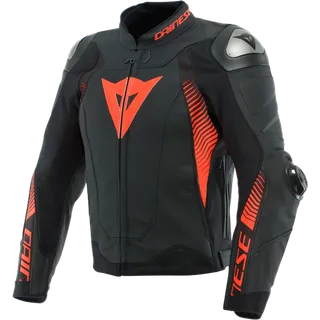 Veste en cuir Super Speed 4 noir mat-rouge fluo