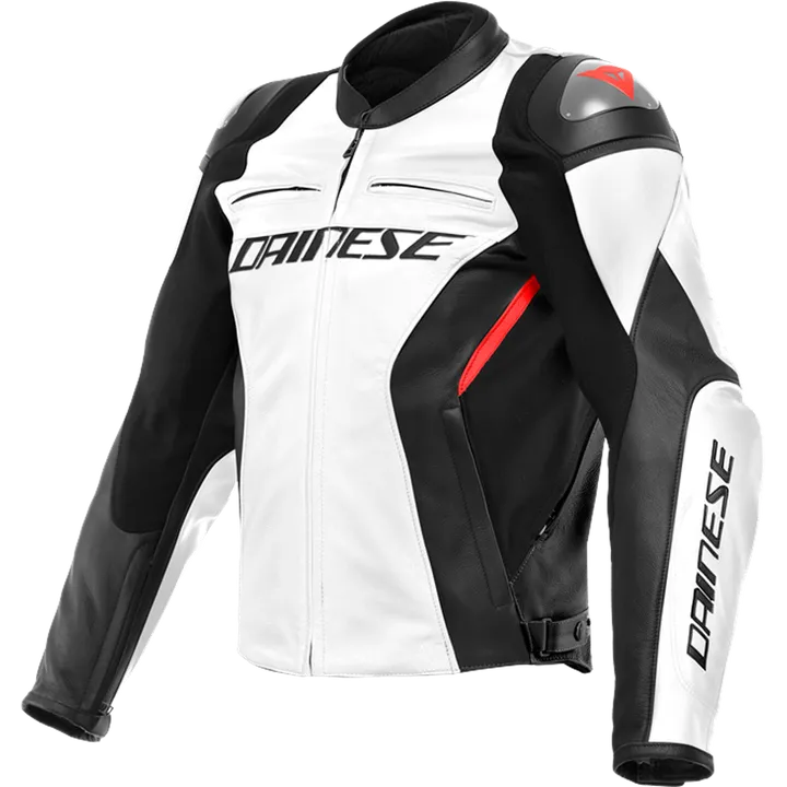 Lederjacke Racing 4 weiss-schwarz