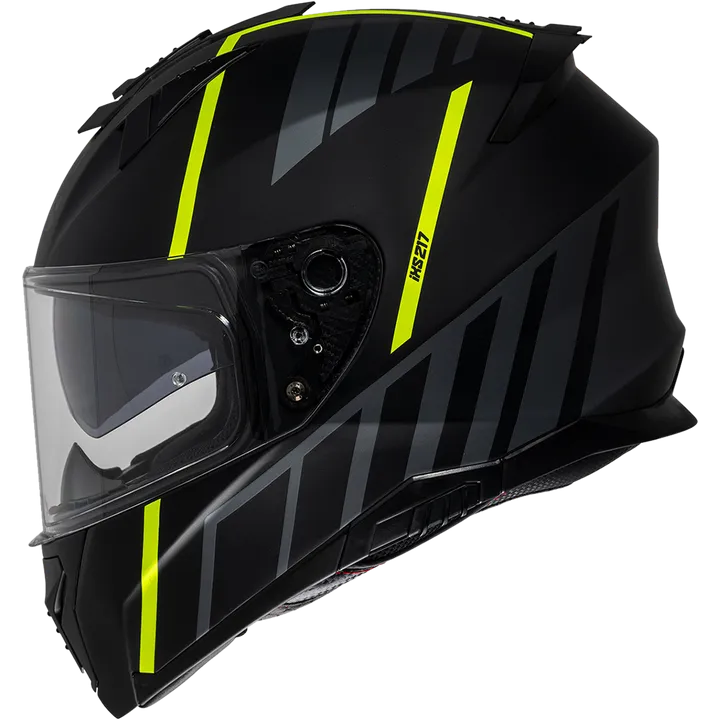 Casque intègrale iXS217 2.0 noir mat-jaune fluo