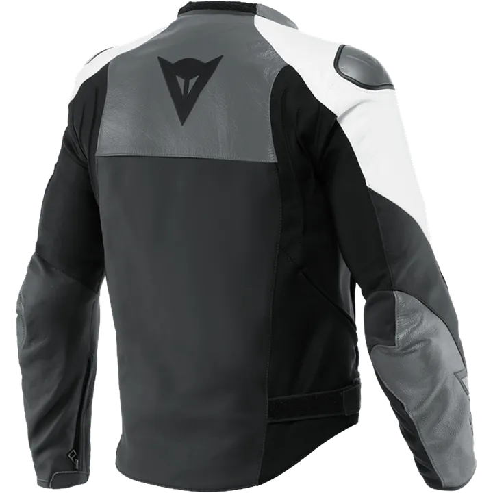Veste en cuir Sportiva mat noir-anthracite-blanc