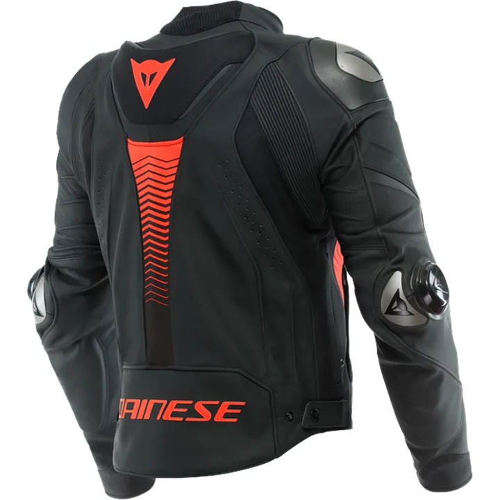 Veste en cuir Super Speed 4 noir mat-rouge fluo