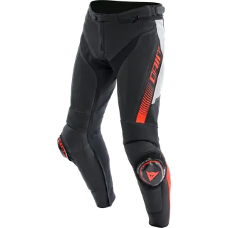 Lederhose Super Speed perf. schwarz-weiss-fluo rot