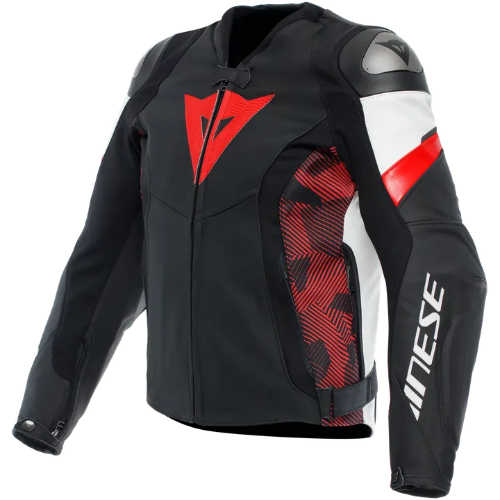 Veste En Cuir Avro 5 noir-lava rouge-blanc 