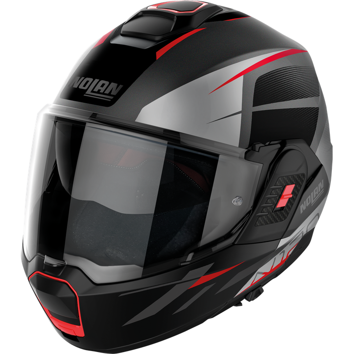 Casque modulaire N120-1 NIGHTLIFE N-COM #25 rouge-noir-mat
