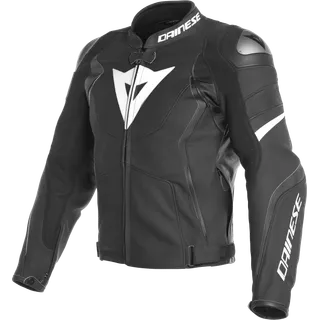 Veste en cuir AVRO 4 noir mat-blanche