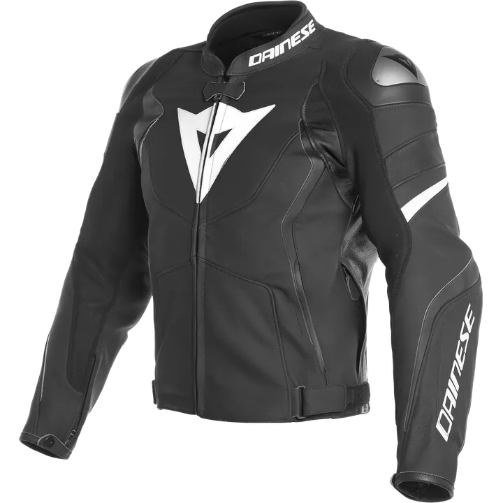 Veste en cuir AVRO 4 noir mat-blanche