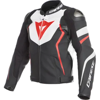 Veste en cuir AVRO 4 noir mat-blanche