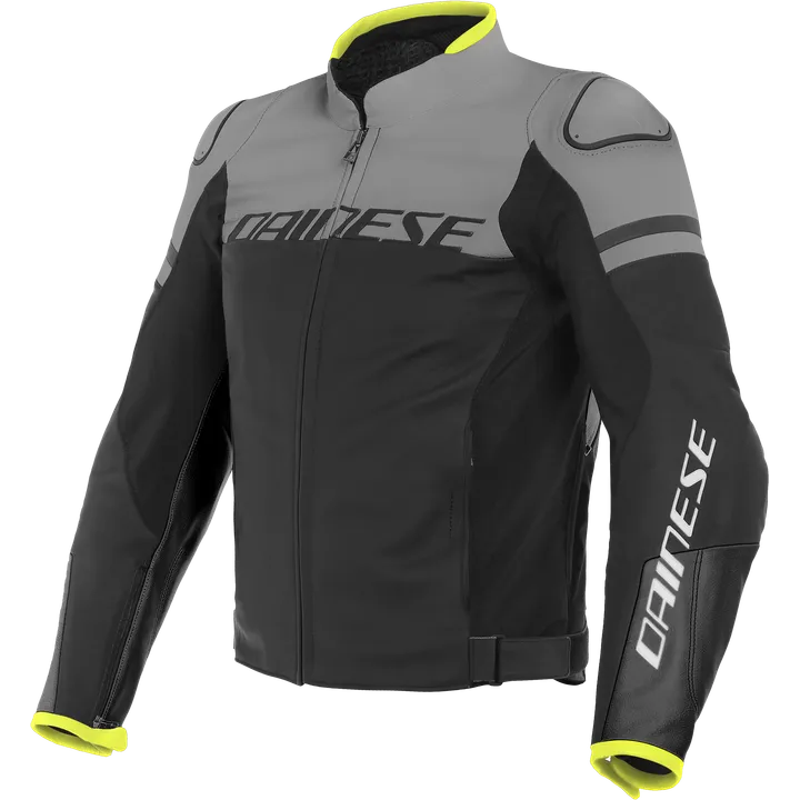 Veste en cuir AGILE noir mat-gris