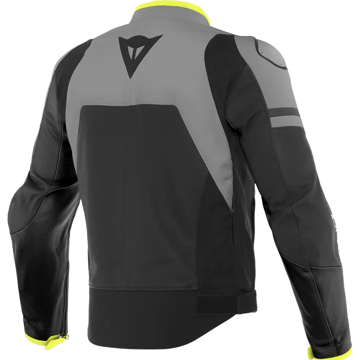 Veste en cuir AGILE noir mat-gris