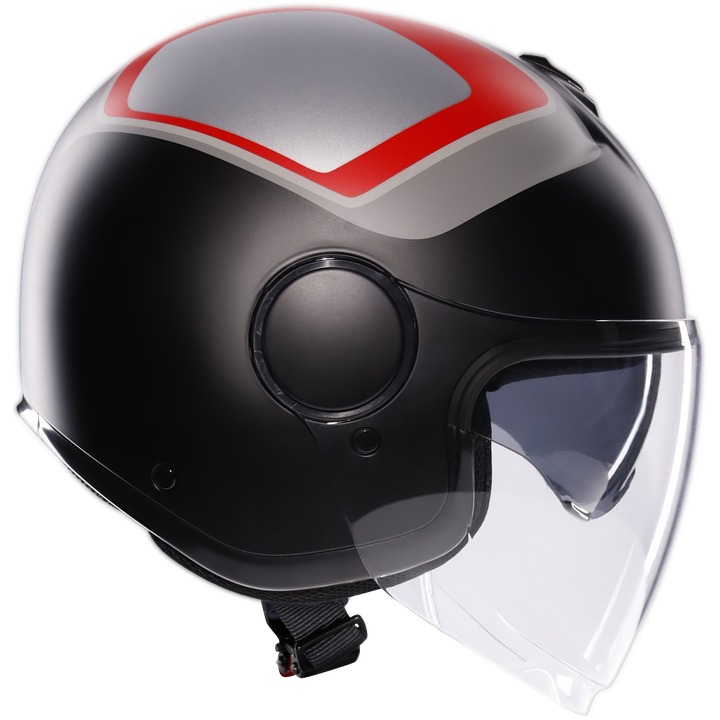 Casque jet Eteres Scaglieri gris-rouge mat