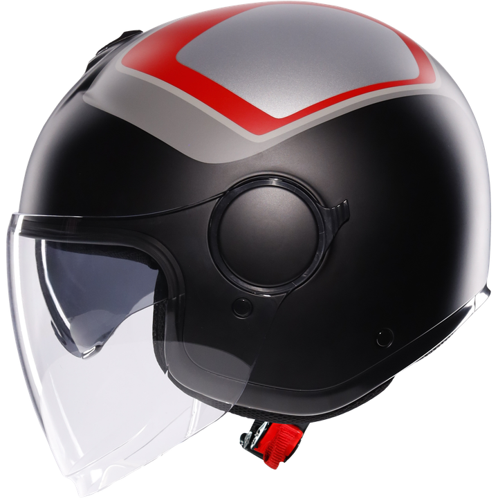Casque jet Eteres Scaglieri gris-rouge mat