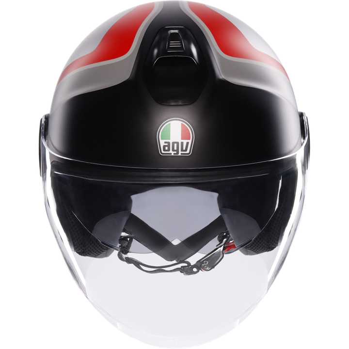 Casque jet Eteres Scaglieri gris-rouge mat