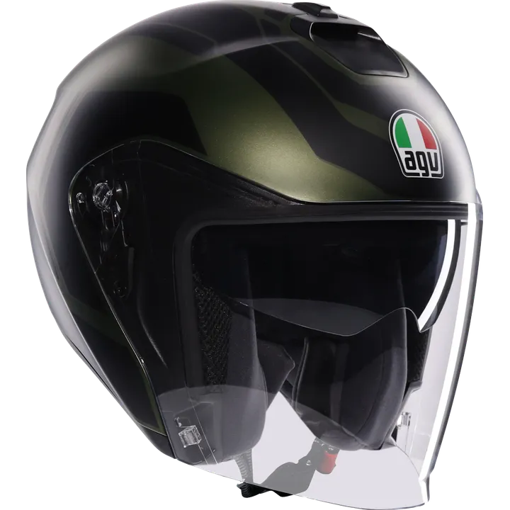 Casque jet Irides Sakai vert-noir mat