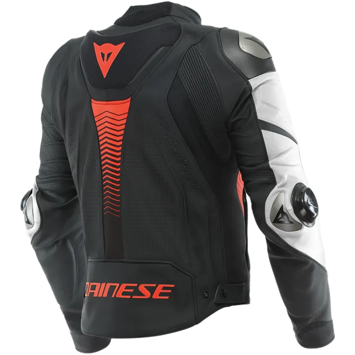 Lederjacke Perf. Super Speed 4 schwarz matt-weiss-fluo rot