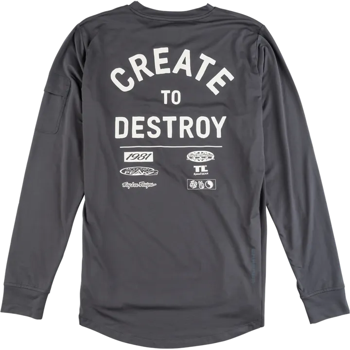 Ruckus Long Sleeve Ride Tee - Destroy carbon