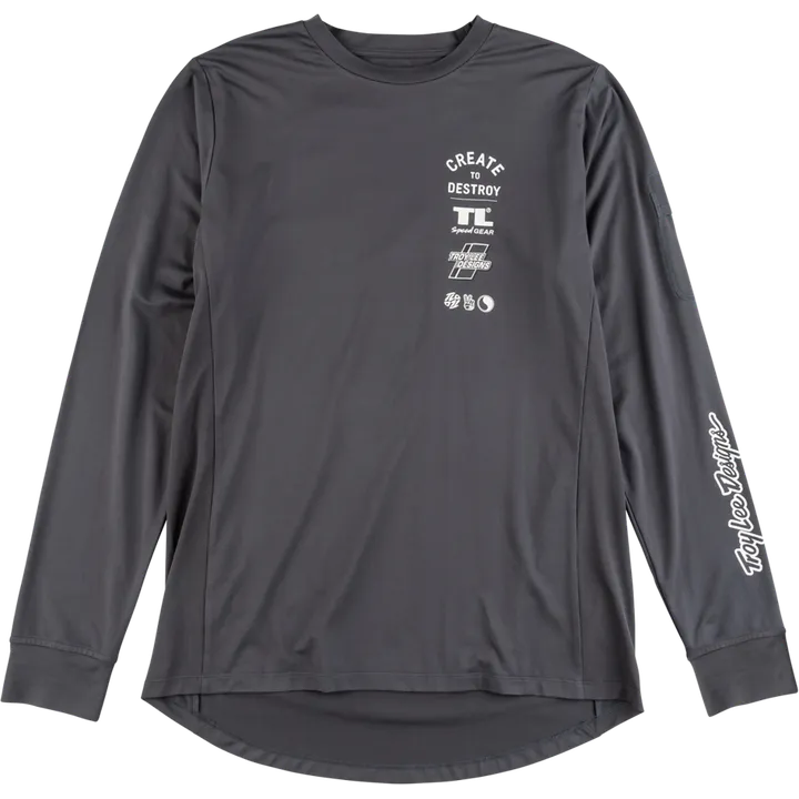 Ruckus Long Sleeve Ride Tee - Destroy carbon