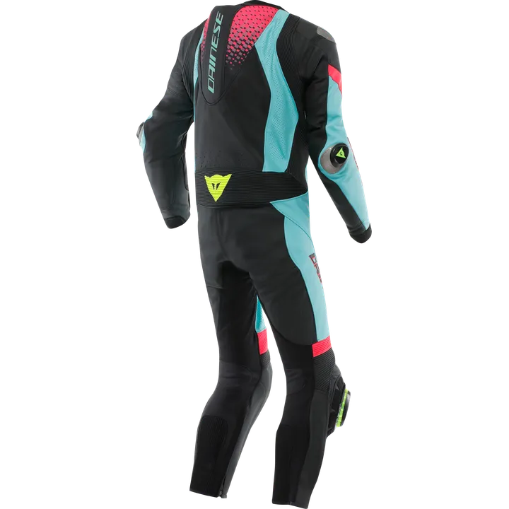 Combinaison en cuir perf. 1Pc Laguna Seca 6 noir-bleu-fuchsia-jaune fluo