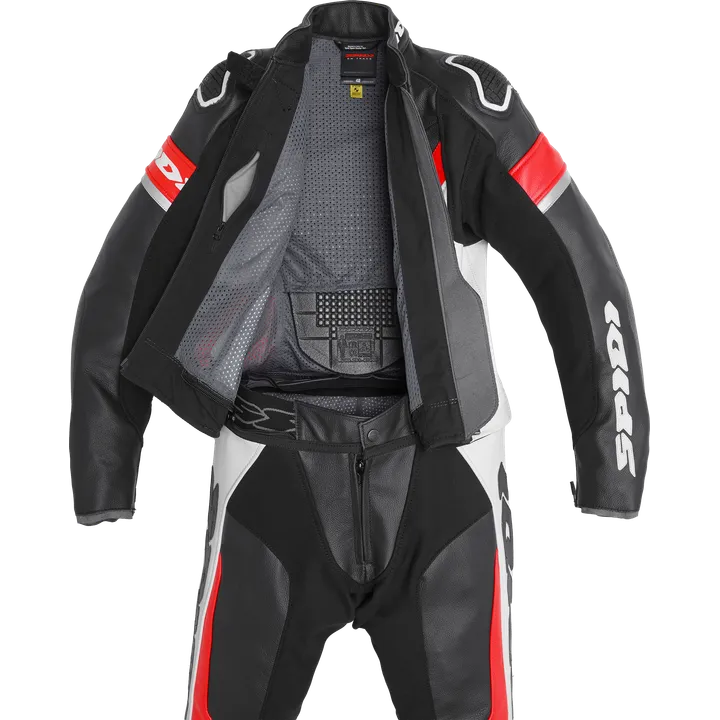 Lederkombi Laser Touring Damen schwarz-rot