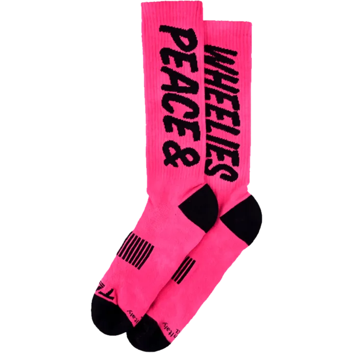 Mens Performance Socks - Peace & Wheelies pink