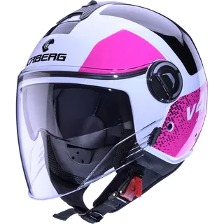 Casque jet Riviera V4X Alpha blanc‑noir‑fuchsia