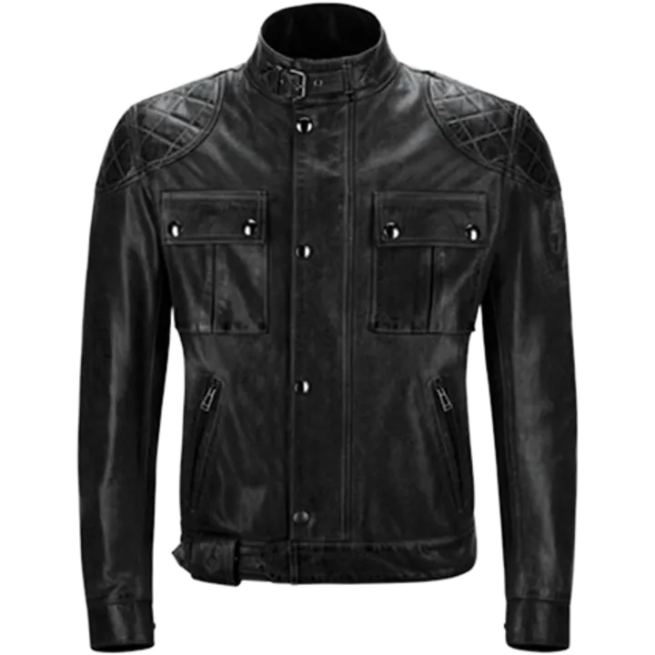 Veste Brooklands en cuir ciré noir
